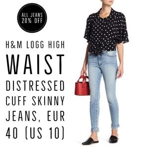 H&M L.O.G.G. High Rise Light Wash Skinny Jeans, 10